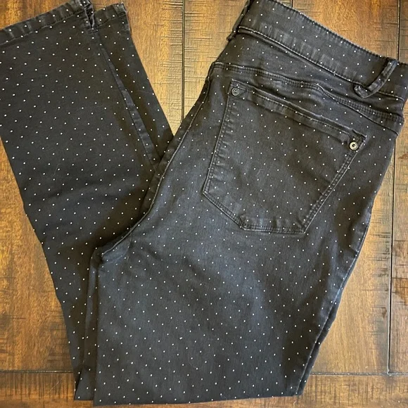 WIT & WISDOM Black w/ White Polka Dot Jeans, size 12 - Picture 1 of 6